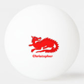 Balle De Ping Pong Design Dragon Rouge (Devant)