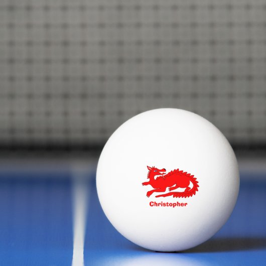 Balle De Ping Pong Design Dragon Rouge (Filet)