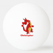 Balle De Ping Pong Design Dragon Rouge (Devant)