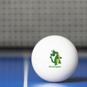 Balle De Ping Pong Design Dragon Vert