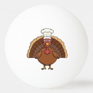 Balle De Ping Pong Dessin animé dinde chef Thanksgiving