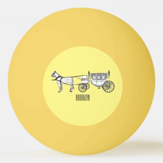 Balle De Ping Pong dessin animé mariage cheval & calèche (Devant)