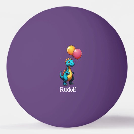 Balle De Ping Pong dinosaure bleu avec ballons (Devant)