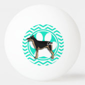Balle De Ping Pong Doberman; Aqua Green Chevron (Dos)