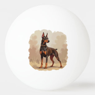 Balle De Ping Pong Dobermann Pinscher Chien Brun Rouille Rouge