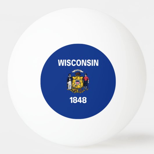 Balle De Ping Pong Drapeau de l'État du Wisconsin (Devant)