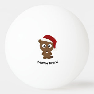 Balle De Ping Pong Drôle Beaver-y Joyeux ! Père Noël Beaver