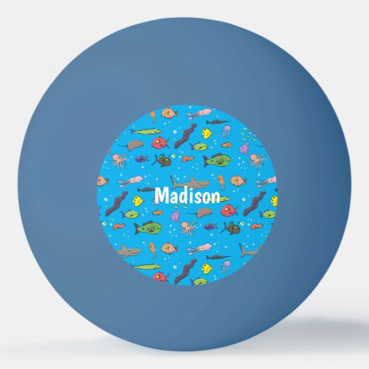 Balle De Ping Pong Drôle des créatures marines dessin motif (Devant)