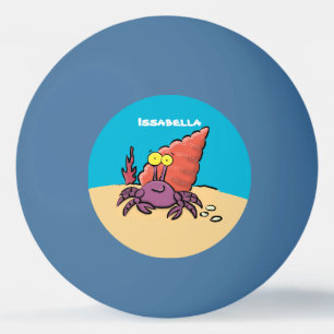 Balle De Ping Pong Drôle mignon caricature pourpre crabe ermite