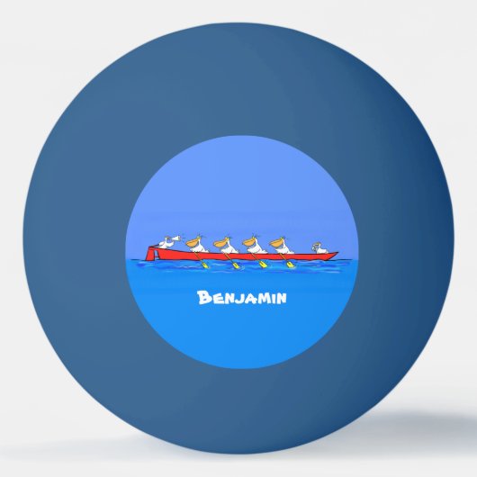Balle De Ping Pong Drôle pélicans rameurs dessin animé (Devant)