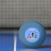 Balle De Ping Pong Drôle plongeur et poisson mer créatures dessin ani (Filet)