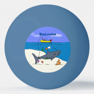 Balle De Ping Pong Drôle requin couché et dessin animé de pêche