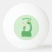 Balle De Ping Pong Drôle serpent vert avec caricature maraca (Dos)