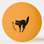 Balle De Ping Pong Éffrayant Chat Noir Nom Personnalisé Orange Fun Pa (Devant)