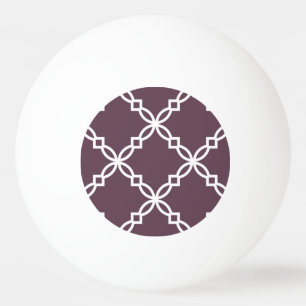 Balle De Ping Pong Éggplant Blanc Grand Motif de Quatrefoil Fantastiq