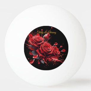 Balle De Ping Pong Elégant 30e anniversaire - Roses en fleurs