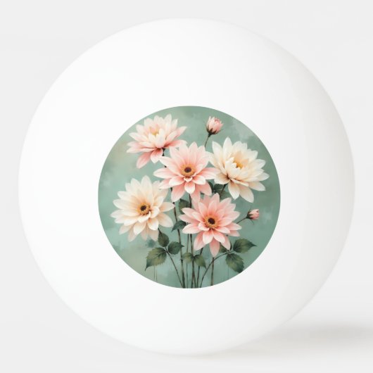 Balle De Ping Pong Elegant Blush Chrysanthemum Art (Devant)