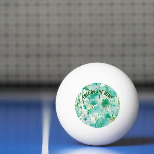 Balle De Ping Pong Élégant Dandelion Monogramme vert et blanc | (Filet)