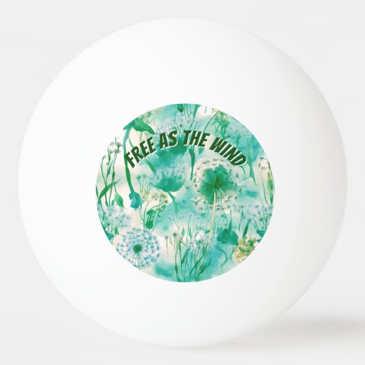 Balle De Ping Pong Élégant Dandelion Monogramme vert et blanc | (Dos)