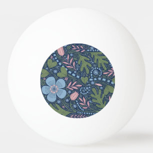 Balle De Ping Pong Élégant motif floral d'art folklorique botanique v
