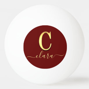 Balle De Ping Pong Elegant Or Personnalisé Monogramme C Nom