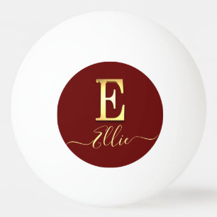 Balle De Ping Pong Élégant or personnalisé Monogramme E Nom