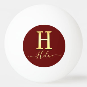 Balle De Ping Pong Élégant or personnalisé Monogramme H Nom Ping Pong