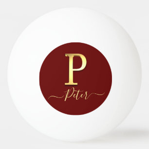 Balle De Ping Pong Élégant or Personnalisé Monogramme P Nom Ping Pong