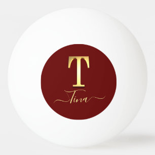 Balle De Ping Pong Élégant or personnalisé Monogramme T Nom Ping Pong