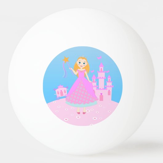 Balle De Ping Pong Fairytale Princess à Pink Birthaday (Devant)