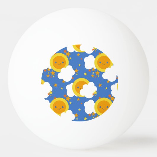 Balle De Ping Pong Falln Kawaii Moon, Étoiles, Soleil (Devant)