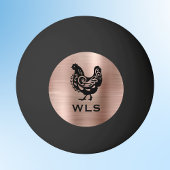 Balle De Ping Pong Fancy Chicken Silhouette in Faux Copper n Black