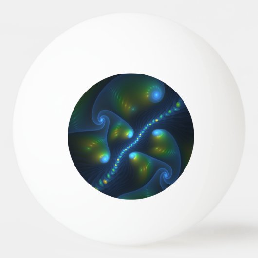 Balle De Ping Pong Fantasy Lights Abstract Blue Green Yellow Fractal (Devant)