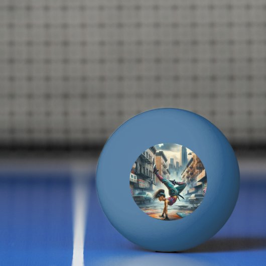 Balle De Ping Pong Femmes en action de Breakdancer Silhouette de New (Filet)