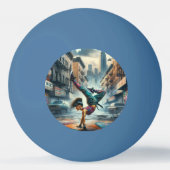 Balle De Ping Pong Femmes en action de Breakdancer Silhouette de New (Devant)