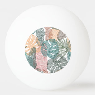 Balle De Ping Pong Feuilles tropicaux : motif vintage à main.