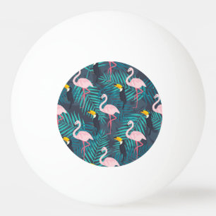 Balle De Ping Pong Flamant rose, toucan : motif de feuilles tropicale