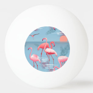 BALLE DE PING PONG FLAMANTS ROSES MOTIF 1