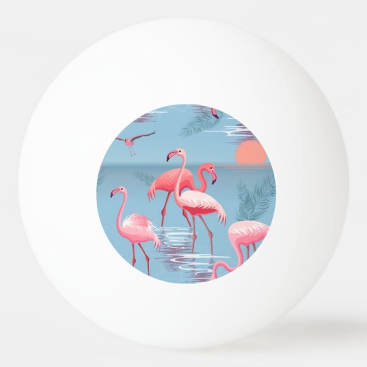 BALLE DE PING PONG FLAMANTS ROSES MOTIF 1 (Devant)