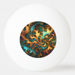 Balle De Ping Pong Flammes Abstraites or Turquoise orange,