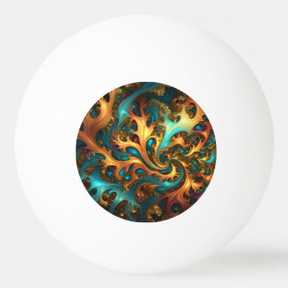 Balle De Ping Pong Flammes Abstraites or Turquoise orange,