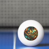 Balle De Ping Pong Flammes Abstraites or Turquoise orange, (Filet)
