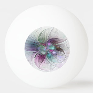 Balle De Ping Pong Fleur Abstraite Colorée Art Fractal Floral Moderne
