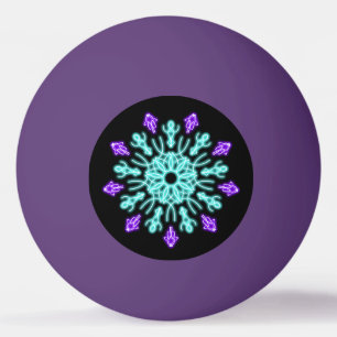 Balle De Ping Pong Fleur de néon pourpre et turquose