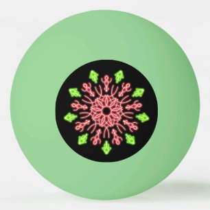 Balle De Ping Pong Fleur de néon rouge et vert