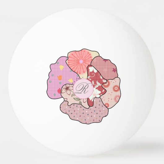 Balle De Ping Pong Fleur de Patchwork personnalisée   (Devant)