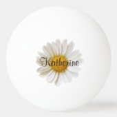 Balle De Ping Pong Fleur marguerite blanche Nom personnalisé (Dos)