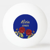 Balle De Ping Pong Fleur rouge et bleu feuille (Devant)