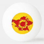 Balle De Ping Pong Fleur rouge et jaune (Dos)