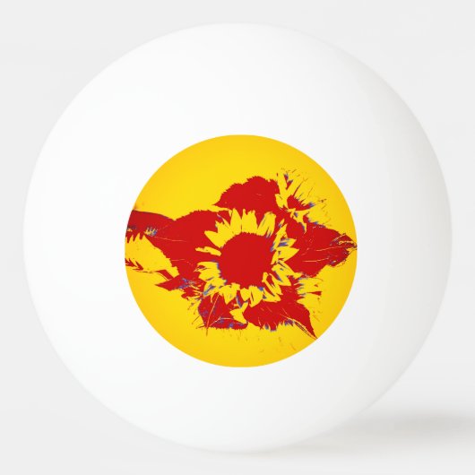 Balle De Ping Pong Fleur rouge et jaune (Devant)
